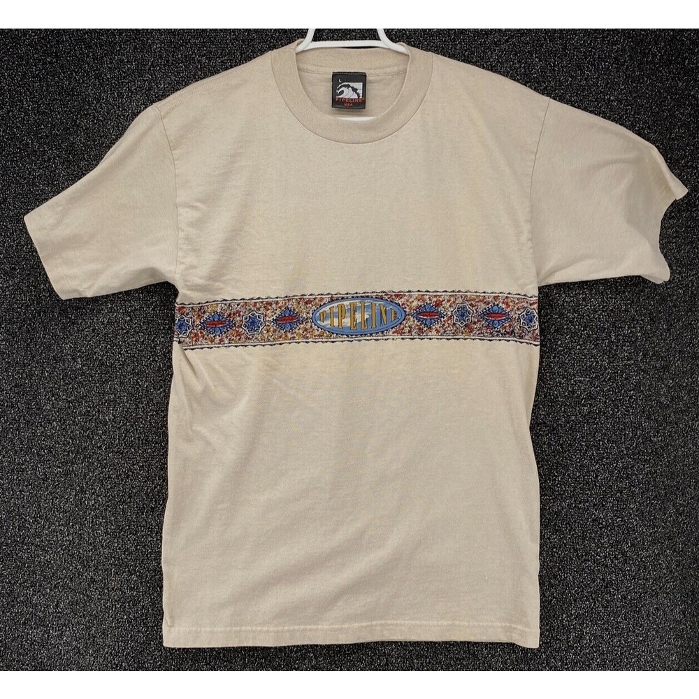 Pipeline Shirt Mens Large Spirit of Hawaii Surf North 1990's Made IN USA  Beige